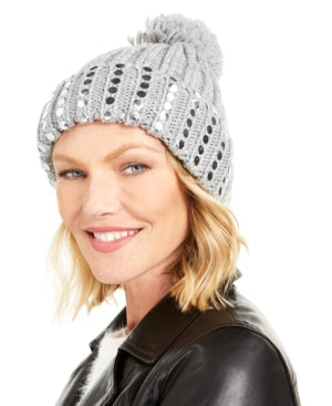 Dkny Flat-Stud Metallic Rib-Knit Beanie