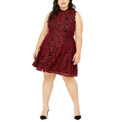 City Studio Womens Plus Floral Lace High Collar Cocktail Dress