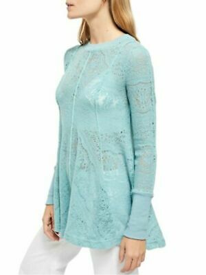 Free People Womens Aqua Long Sleeve Crew Neck Top Size Xs - All