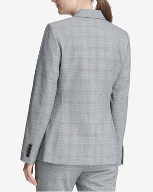 DKNY Womens Plaid Suit Seperates One-Button Blazer