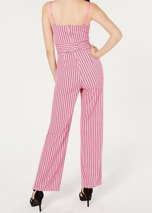 Material Girl Juniors' Lace-up Jumpsuit - Fuchsia Stripe