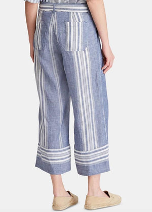 Lauren Ralph Lauren Womens Linen Striped Wide Leg Pants