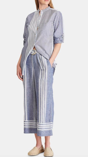 Lauren Ralph Lauren Womens Linen Striped Wide Leg Pants