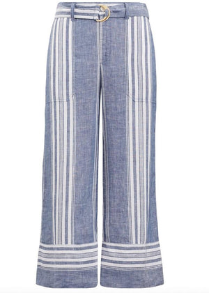 Lauren Ralph Lauren Womens Linen Striped Wide Leg Pants