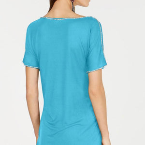 Inc Short-Sleeve Jewel-Embellished Top