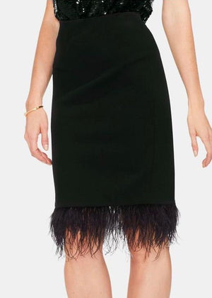 Vince Camuto Feather-Trim Pencil Skirt