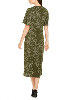 lfani Printed Twist-Front MIDI Dress - Autumn Dashed Botanical