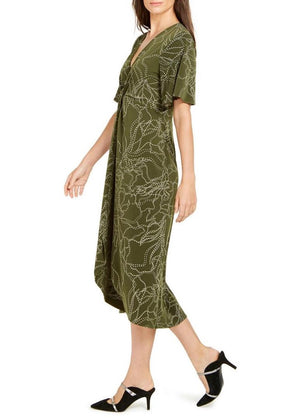 lfani Printed Twist-Front MIDI Dress - Autumn Dashed Botanical