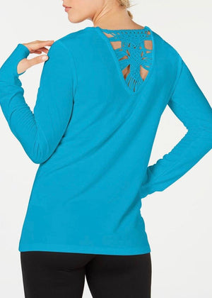 Ideology Crochet-Back Long-Sleeve Top