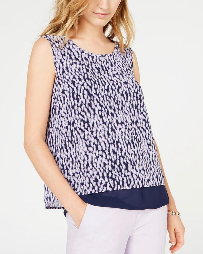 MICHAEL Michael Kors Ikat Sleeveless Cut Out Top (Dark Lavender) Women's Clothing