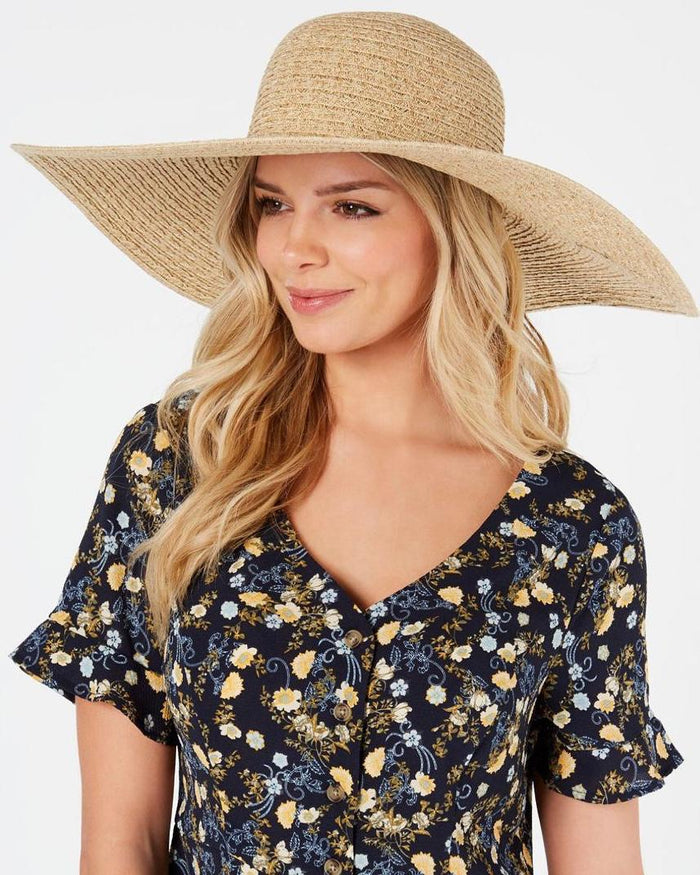 Nine West Packable Super Floppy Hat - Sand Heather