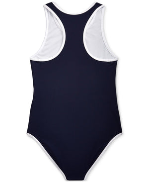Polo Ralph Lauren Big Girls Scuba Bear One-Piece French Navy 12