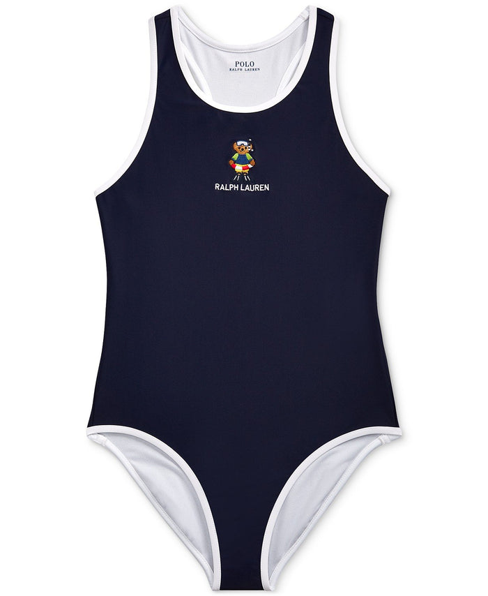Polo Ralph Lauren Big Girls Scuba Bear One-Piece French Navy 12
