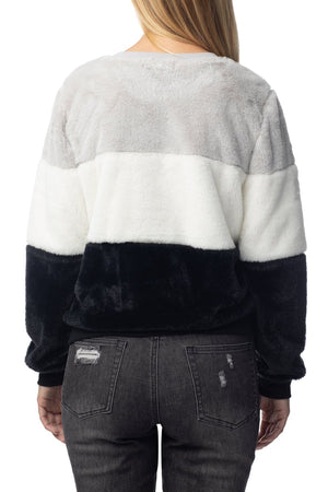 Almost Famous Juniors Fuzzy Colorblocked Sweatshirt - XLarge