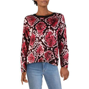 DKNY Womens Printed Step Hem Sweater