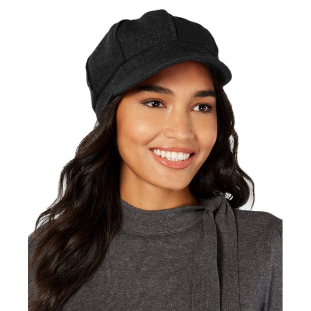 Nine West Boucle Newsboy Cap (Black, One Size)