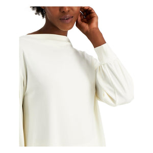 Alfani Womens Ivory Boat Neck Top Size Xl - All