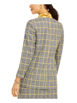 Kasper Womens Black Open Front Plaid Wear to Work Jacket Size 14 - All