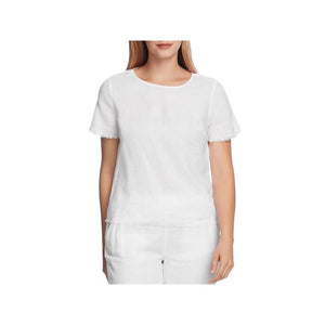 Vince Camuto Frayed-Sleeve T-Shirt - Ultra White - XL