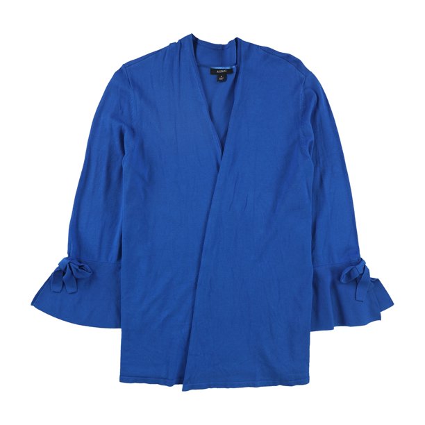 Alfani Womens Tie-Sleeve Cardigan Sweater - Medium - Blue Crest
