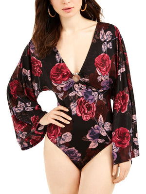 Guess Womens Jazzi Printed Kimono Sleeves Bodysuit