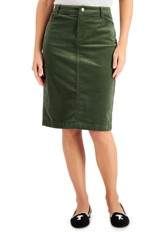 Charter Club Corduroy Tummy-Control Skirt - Size: 8