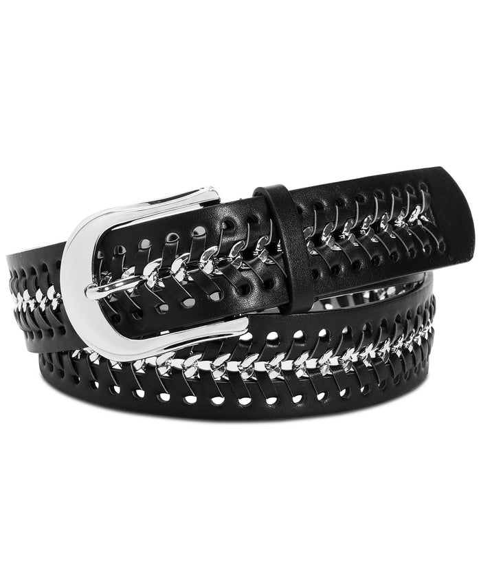 INC Faux Chain Link Belt Black - Large