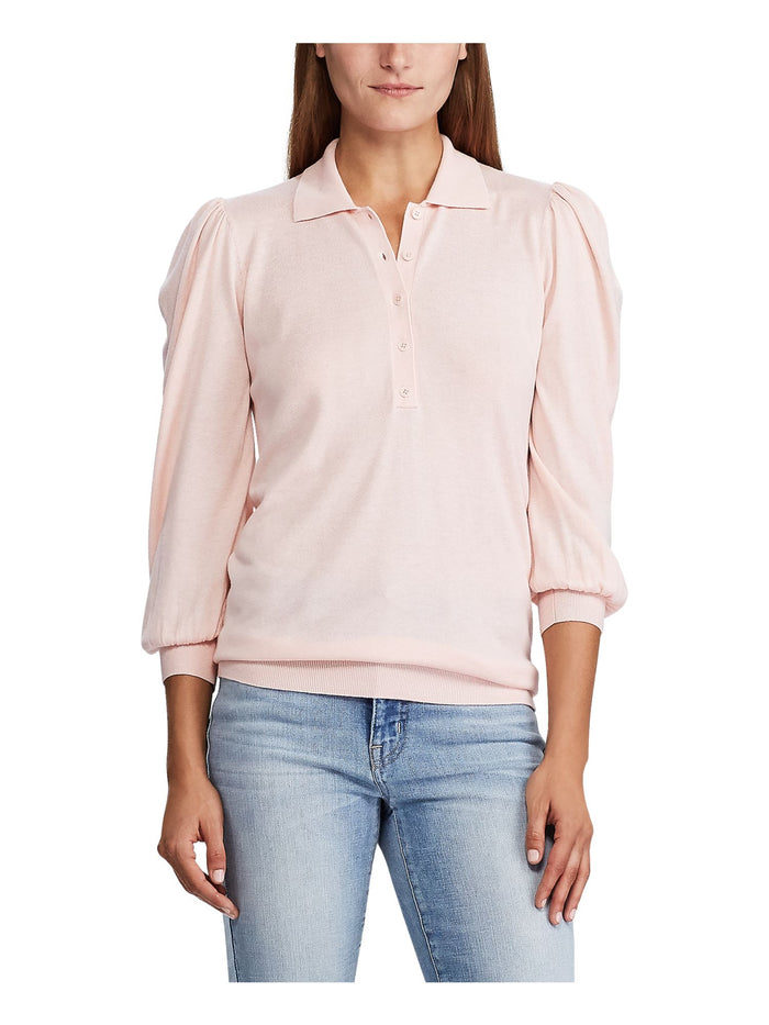 Ralph Lauren Womens Pink Solid Long Sleeve Collared Blouse Top Size Sp - All