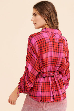 Free People Women's Pacific Dawn Drawstring Plaid Shirt
