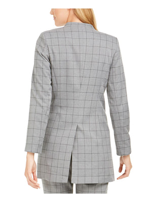 Calvin Klein Womens Gray Plaid Blazer Wear to Work Jacket Petites Size 6P - All