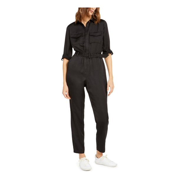 INC Womens Button Front Pockets Jumpsuit