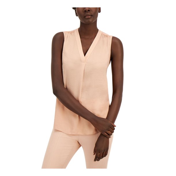 ALFANI Womens Pink Pleated Sleeveless V Neck Tank Top: Size XL
