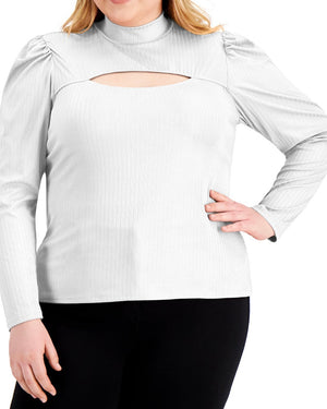 Full Circle Trends Trendy Plus Size Cutout Mock-Neck Top - 2X