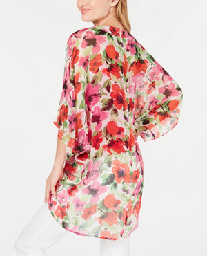 I.n.c. Painterly Floral-Print Kimono