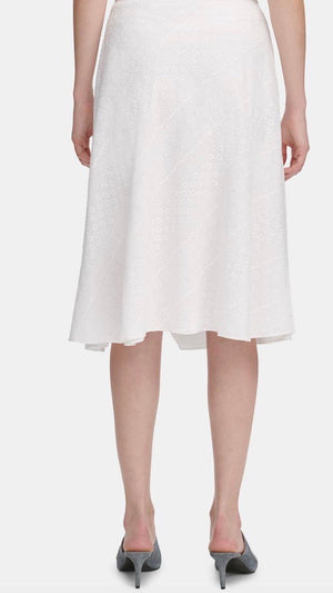 CALVIN KLEIN Womens White Below the Knee a-Line Wear to Work Skirt Size: 10