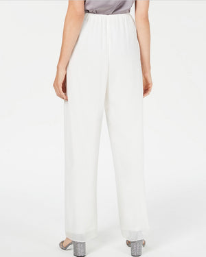 Women's Alex Evenings Chiffon Lined Special Occasion Pull-on Pants, Ivory - Medium