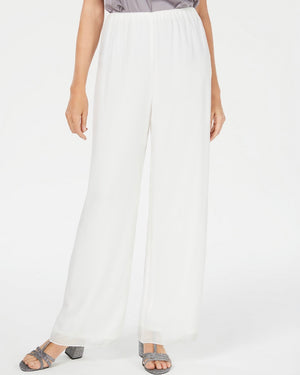 Women's Alex Evenings Chiffon Lined Special Occasion Pull-on Pants, Ivory - Medium