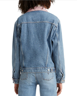 Levi's Cotton Ex-Boyfriend Corduroy-Collar Denim Trucker Jacket- Size S