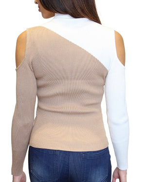 Crave Fame Juniors' Cold-Shoulder Mock-Neck Sweater - Size:  Large