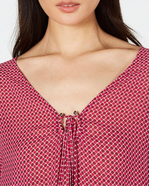 MICHAEL Michael Kors Womens Printed V-Neck Pullover Top