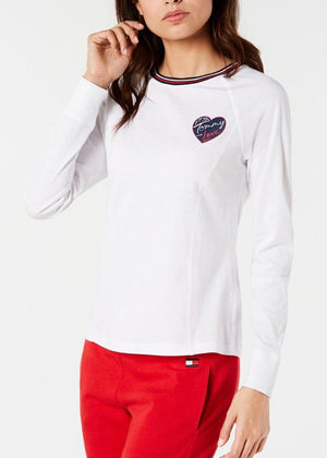 Tommy Hilfiger Sport Heart-Logo Striped-Trim Top