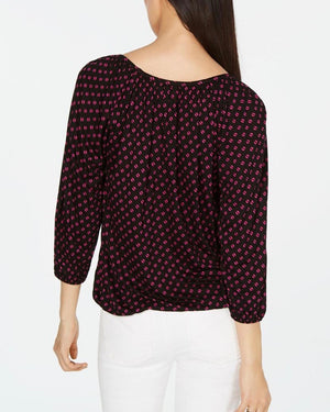 MICHAEL Michael Kors Womens Printed Ruched Blouse