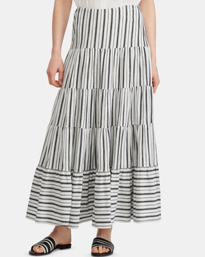 Lauren Ralph Lauren Womens Cotton Striped Maxi Skirt