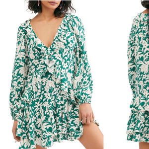 Women's Rebecca Ruffle Dress, Medium Green, Size XS | Free People