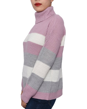 Derek Heart Juniors' Striped Cowl-Neck Sweater