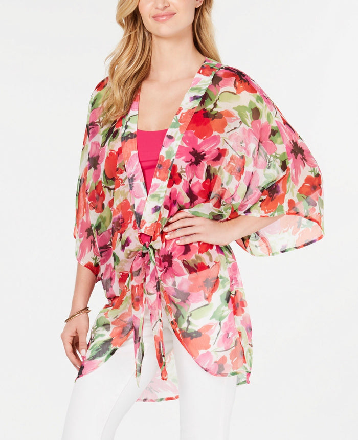 I.n.c. Painterly Floral-Print Kimono