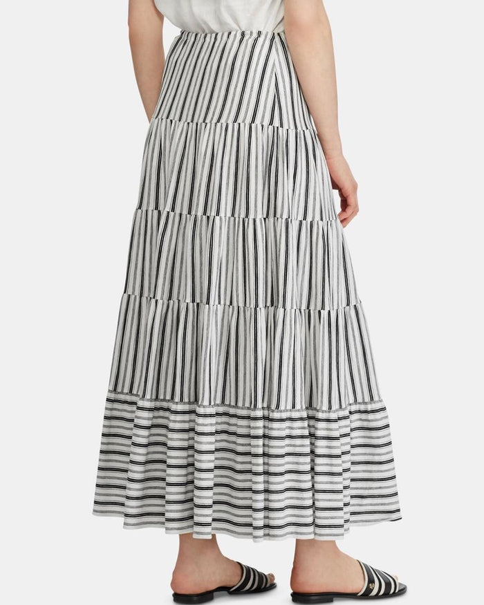 Lauren Ralph Lauren Womens Cotton Striped Maxi Skirt