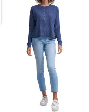 Calvin Klein Jeans Henley Waffle-Knit Top - XS