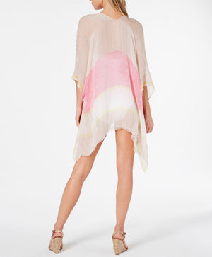 Calvin Klein Stripe Knit Beach Shawl Latte