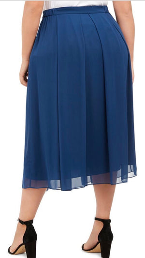 ANNE KLEIN Womens Navy MIDI Pleated Evening Skirt Plus Size: 3X